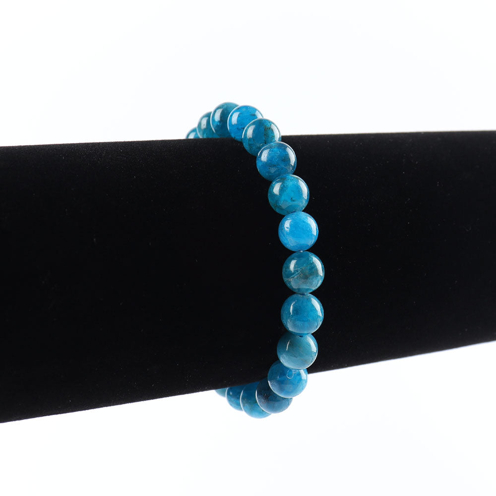 ATELIER-TIBET – Bracelet en Apatite Bleue Naturelle 8 mm, Perles Polies Symboliques
