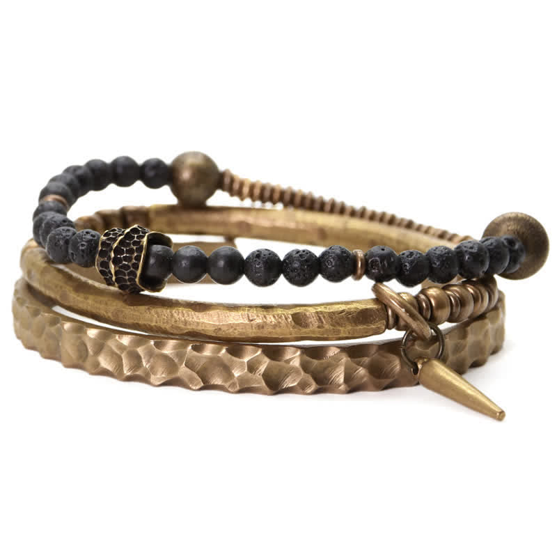 ATELIER-TIBET – Bracelet Spirituel Équilibre en Pierre de Lave 8 mm & Cuivre
