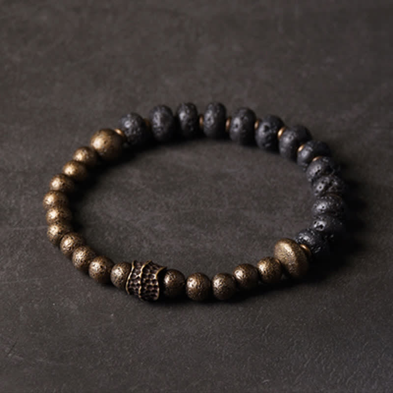 ATELIER-TIBET – Bracelet Spirituel Équilibre en Pierre de Lave 8 mm & Cuivre