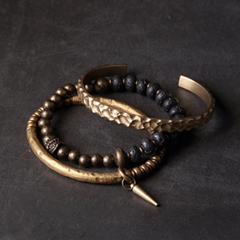 ATELIER-TIBET – Bracelet Spirituel Équilibre en Pierre de Lave 8 mm & Cuivre
