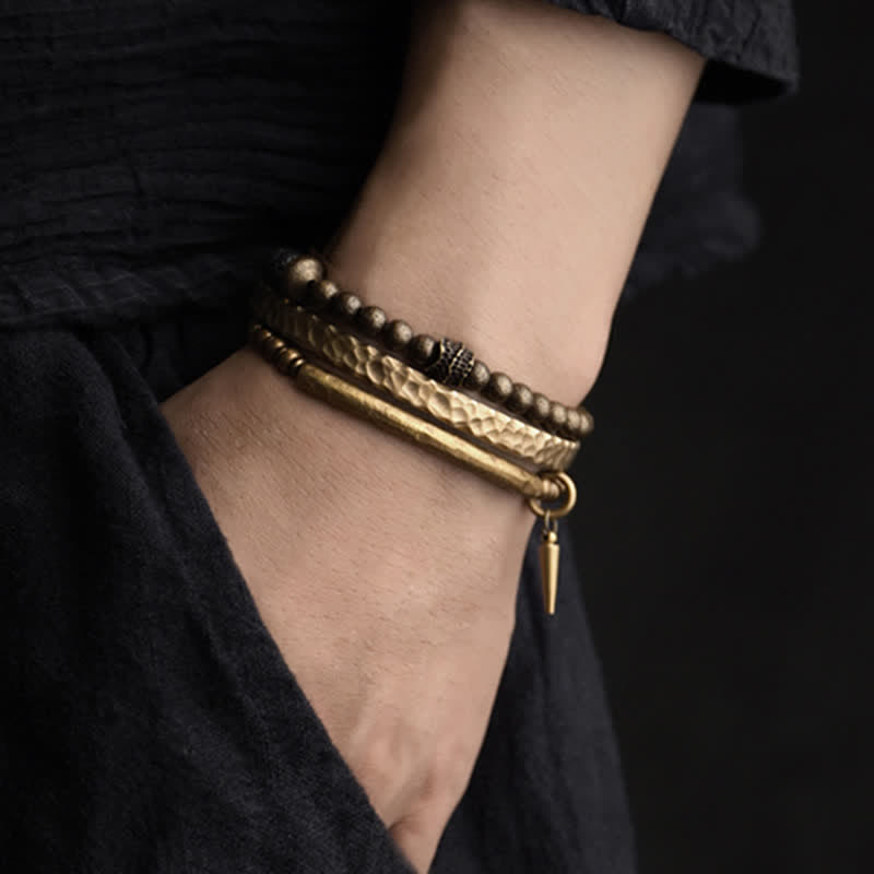 ATELIER-TIBET – Bracelet Spirituel Équilibre en Pierre de Lave 8 mm & Cuivre