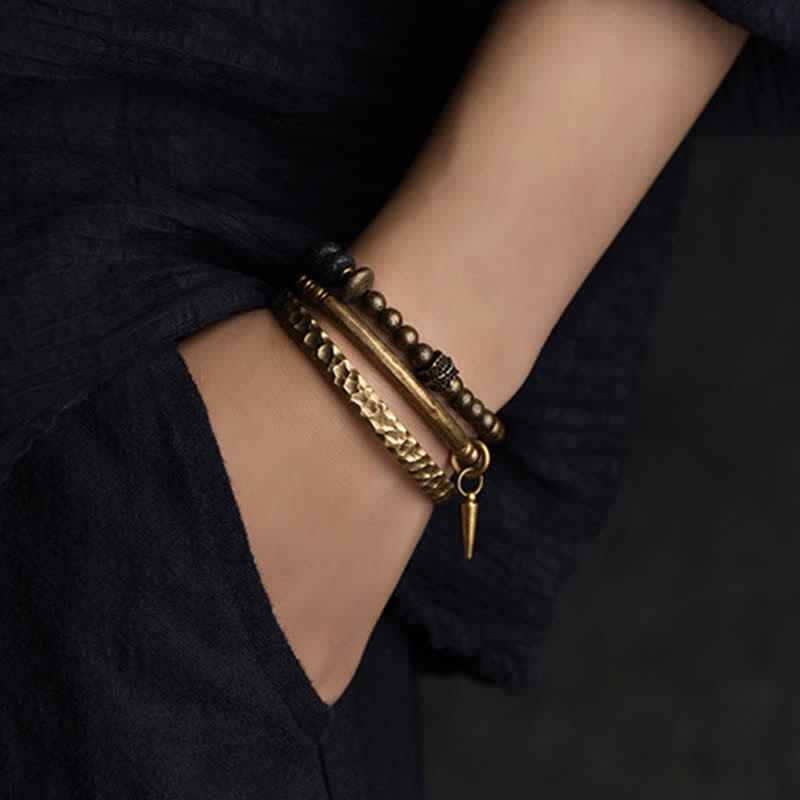 ATELIER-TIBET – Bracelet Spirituel Équilibre en Pierre de Lave 8 mm & Cuivre