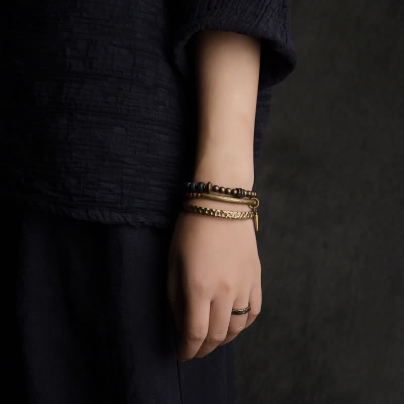 ATELIER-TIBET – Bracelet Spirituel Équilibre en Pierre de Lave 8 mm & Cuivre