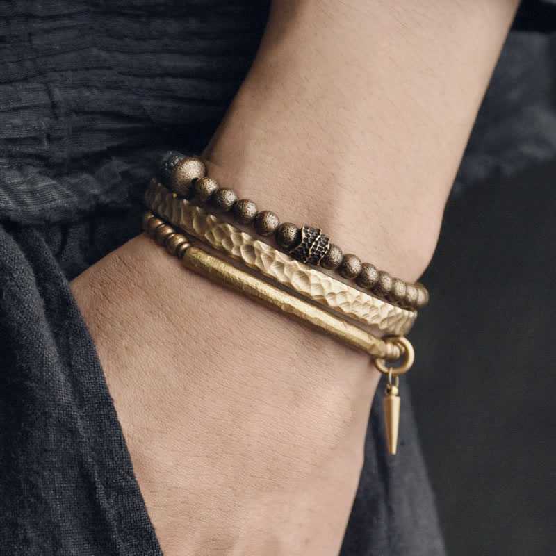 ATELIER-TIBET – Bracelet Spirituel Équilibre en Pierre de Lave 8 mm & Cuivre