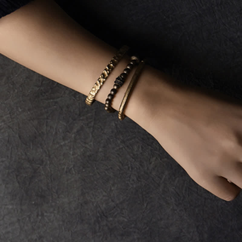 ATELIER-TIBET – Bracelet Spirituel Équilibre en Pierre de Lave 8 mm & Cuivre