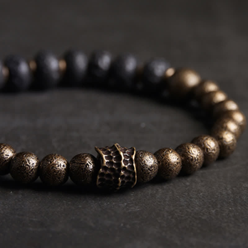 ATELIER-TIBET – Bracelet Spirituel Équilibre en Pierre de Lave 8 mm & Cuivre