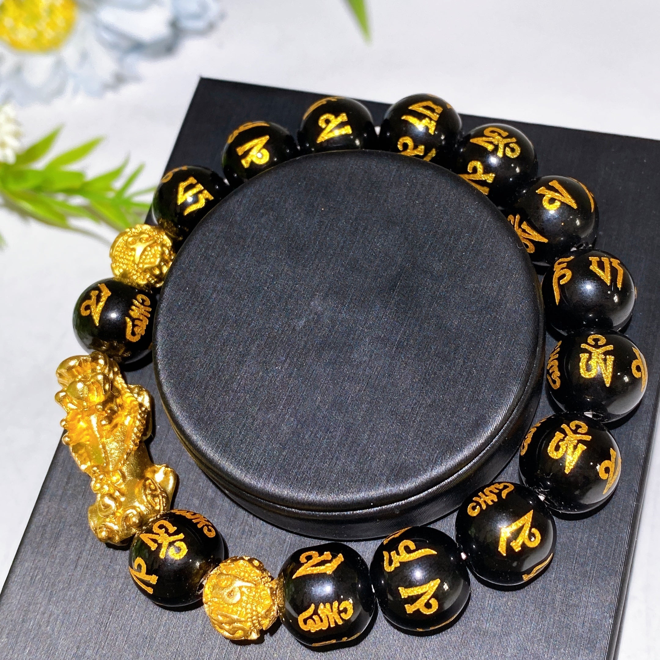 ATELIER-TIBET – Bracelet Pixiu en Pierres Naturelles – Tradition Feng Shui – Perles 8 ou 12 mm