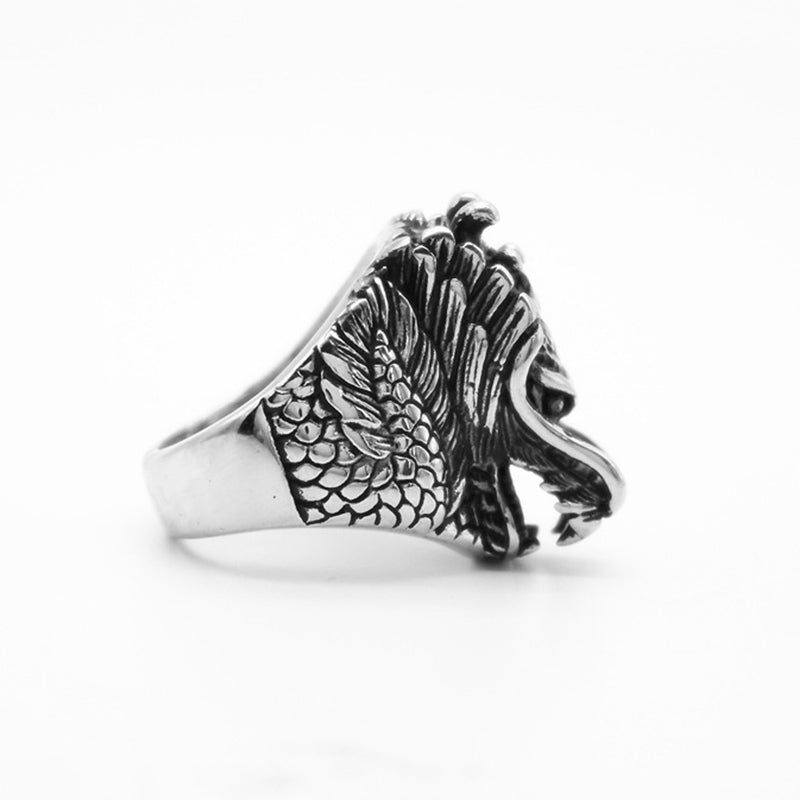 ATELIER-TIBET – Bague Dragon Équilibre en Acier Titane – Anneau Symbolique Unisexe