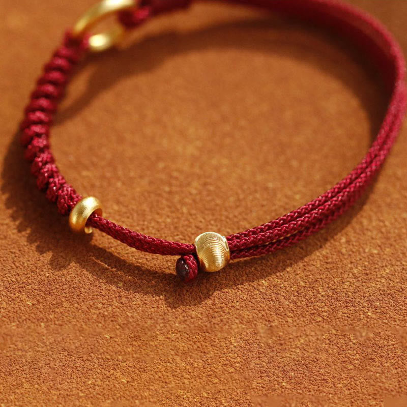 ATELIER-TIBET – Bracelet Fil Rouge Ajustable avec Boucle de Paix, Protection & Chance