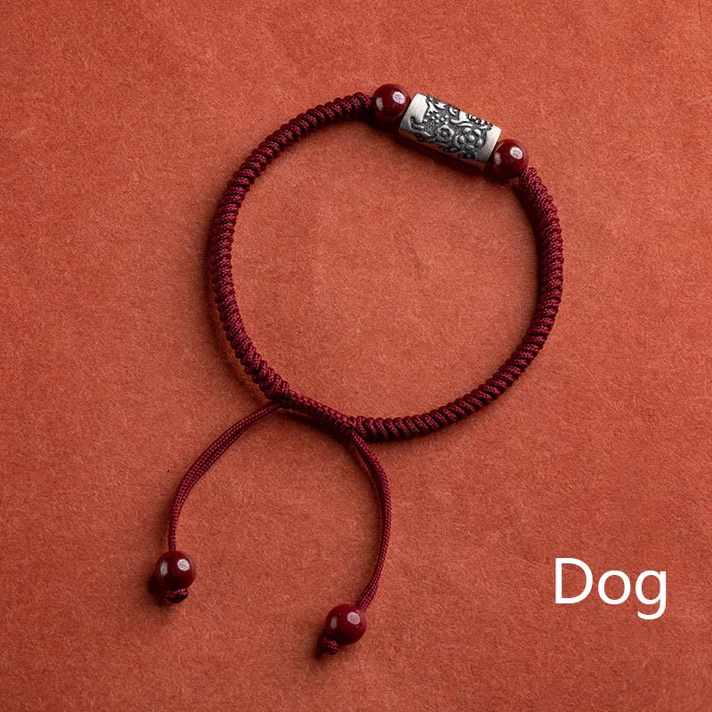 ATELIER-TIBET – Bracelet de Protection Zodiaque Chinois en Argent Sterling 925 & Fil Rouge (Ajustable)