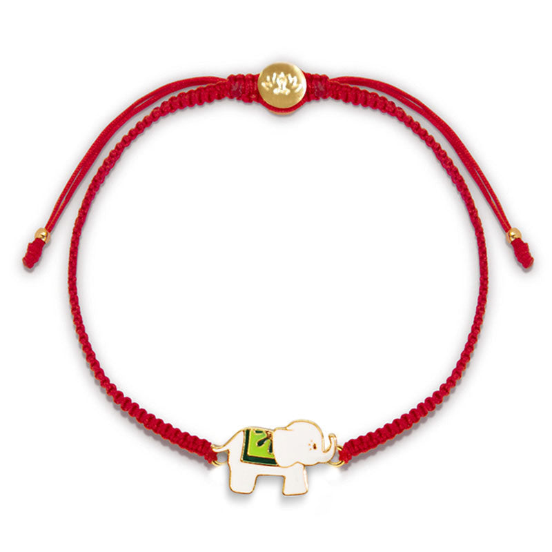 ATELIER-TIBET Bracelet Éléphant Argent 925 Cordon Rouge Traditionnel