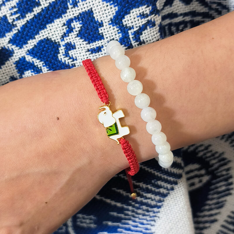 ATELIER-TIBET Bracelet Éléphant Argent 925 Cordon Rouge Traditionnel