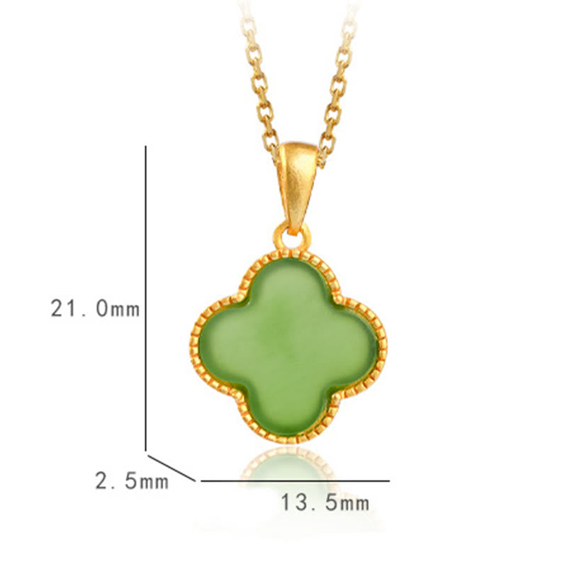 ATELIER-TIBET – Collier Trèfle Porte-Bonheur en Jade Hetian & Argent Sterling 925