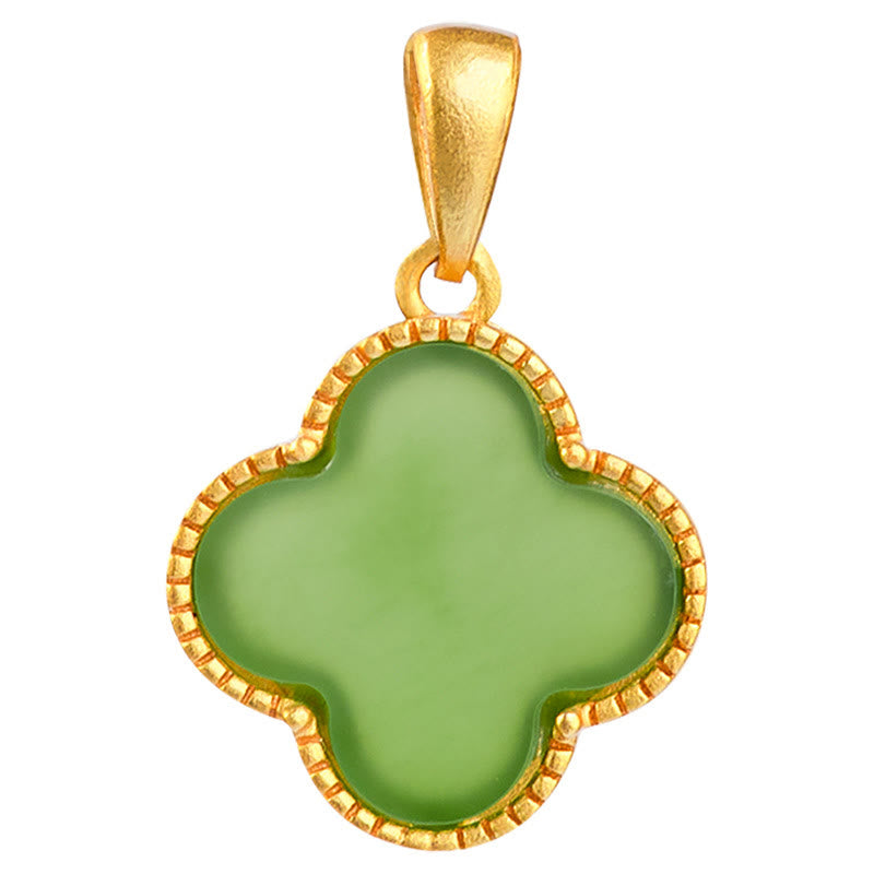 ATELIER-TIBET – Collier Trèfle Porte-Bonheur en Jade Hetian & Argent Sterling 925