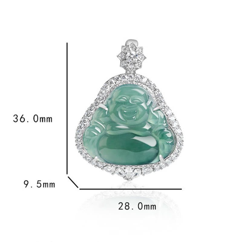 ATELIER-TIBET – Collier Bouddha Rieur en Jade Naturel & Argent Sterling 925