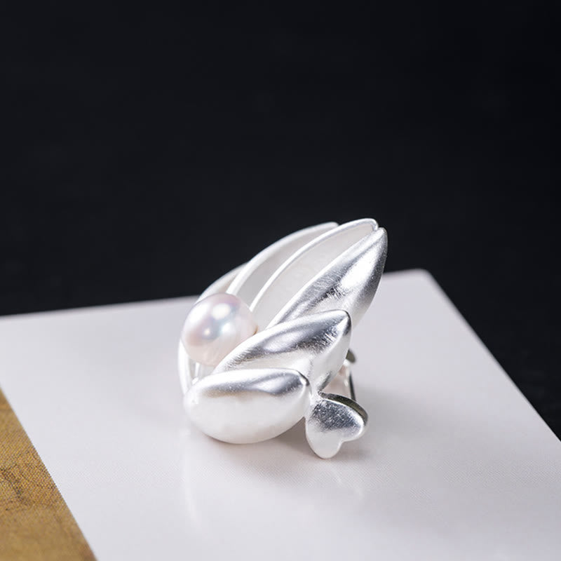 ATELIER-TIBET Broche Lotus & Perle Argent 925 – Renaissance & Élégance