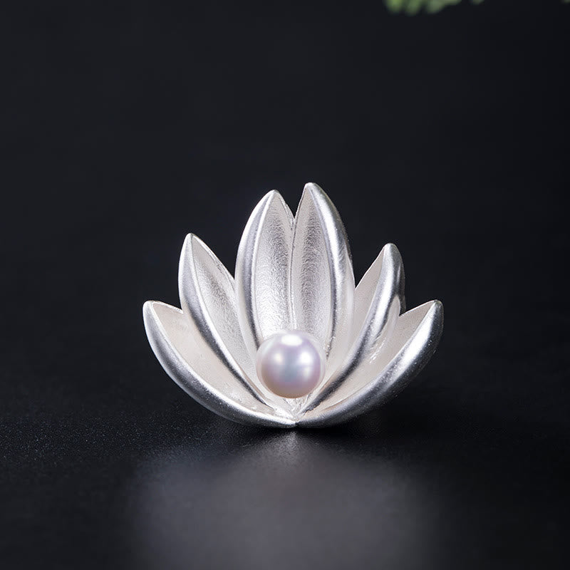 ATELIER-TIBET Broche Lotus & Perle Argent 925 – Renaissance & Élégance
