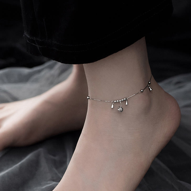 ATELIER-TIBET – Bracelet de Cheville Clochette de Protection en Argent Sterling 925 – Bijou Spirituel Unisexe