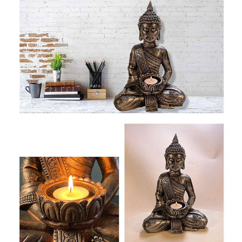 ATELIER-TIBET Bougeoir décoratif tibétain en Buddha Stones de Bouddha avec bénédiction du Bouddha