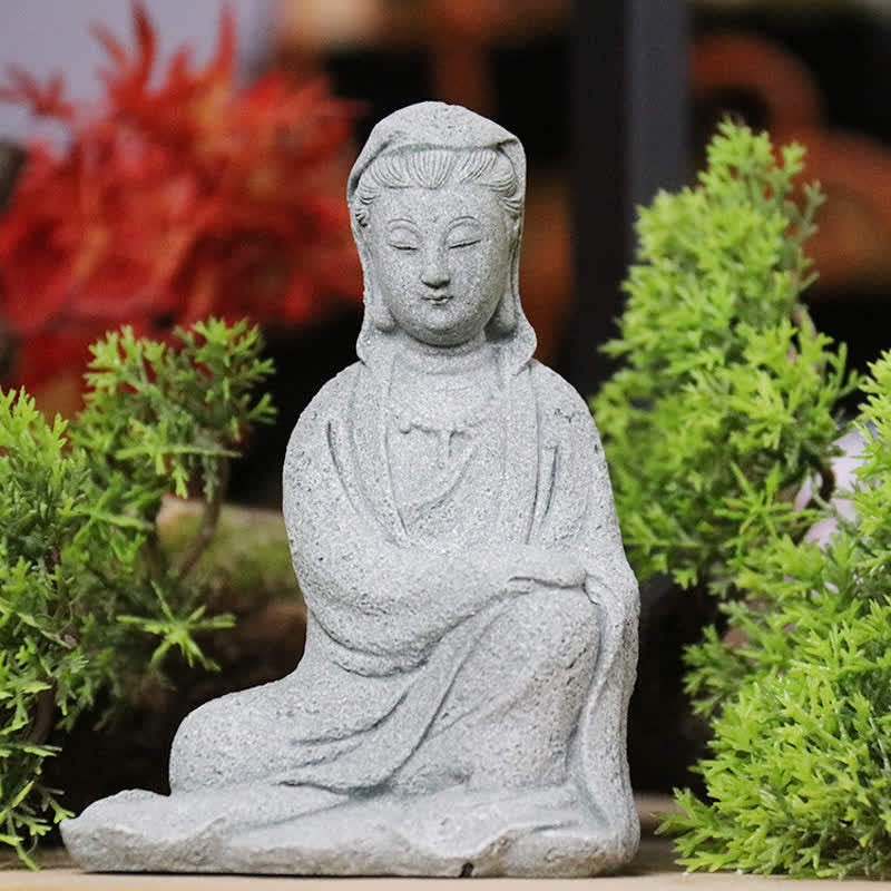 ATELIER-TIBET Statue Avalokiteshvara en grès – Bénédiction et sérénité pour la maison