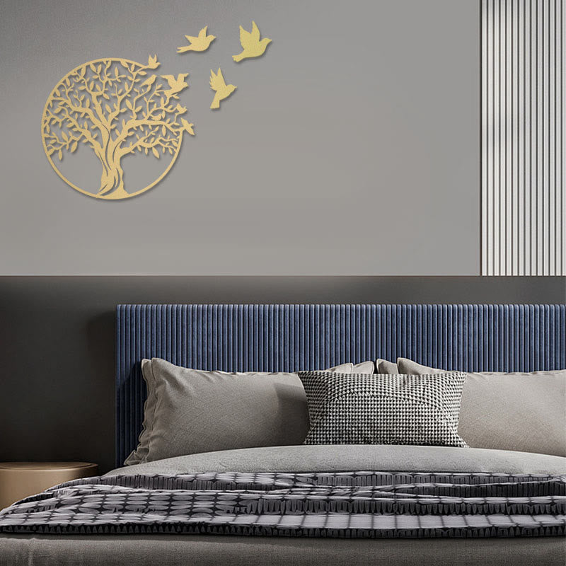 ATELIER-TIBET Pierre Arbre de vie Oiseaux Signe Cadeau de pendaison de crémaillère Art mural de l'unité