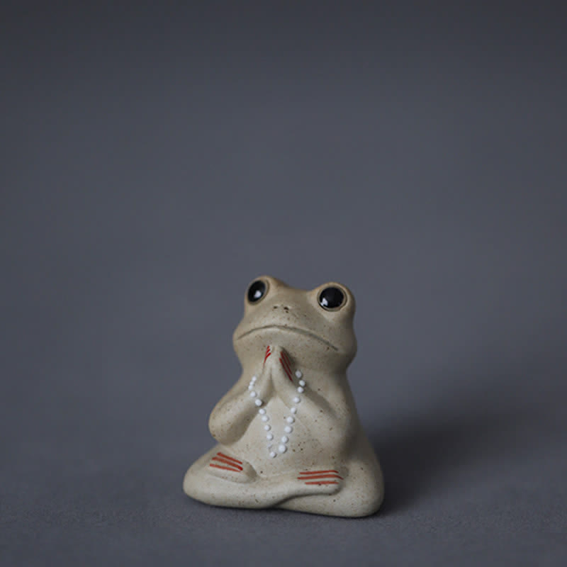 ATELIER-TIBET Statue de petite grenouille en céramique en méditation