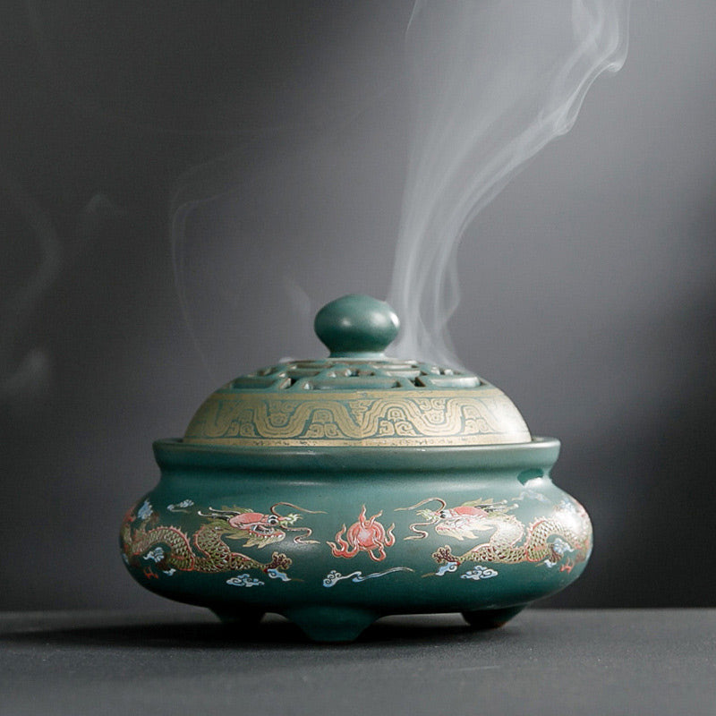 ATELIER-TIBET – Brûleur d’Encens Dragon en Céramique – Porte-Encens Zen & Décoration Intérieure