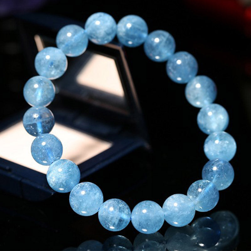 ATELIER-TIBET – Bracelet Paix en Aigue-Marine Naturelle 8 mm | Clarté & Sérénité Symbolique