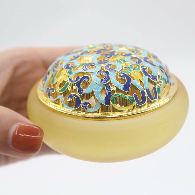 ATELIER-TIBET Brûleur d'encens de méditation de guérison en cristal de Lotus Liuli de Buddha Stones