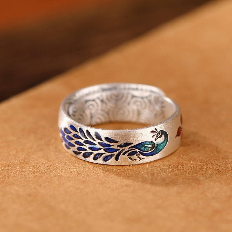 ATELIER-TIBET Bague Lotus & Paon Argent 999 – Fortune & Élégance