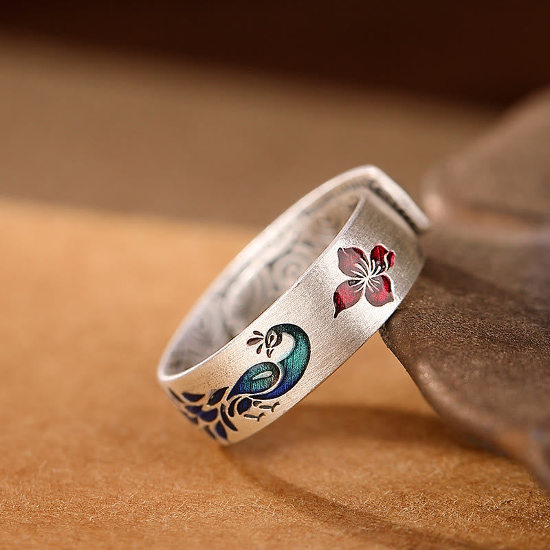 ATELIER-TIBET Bague Lotus & Paon Argent 999 – Fortune & Élégance