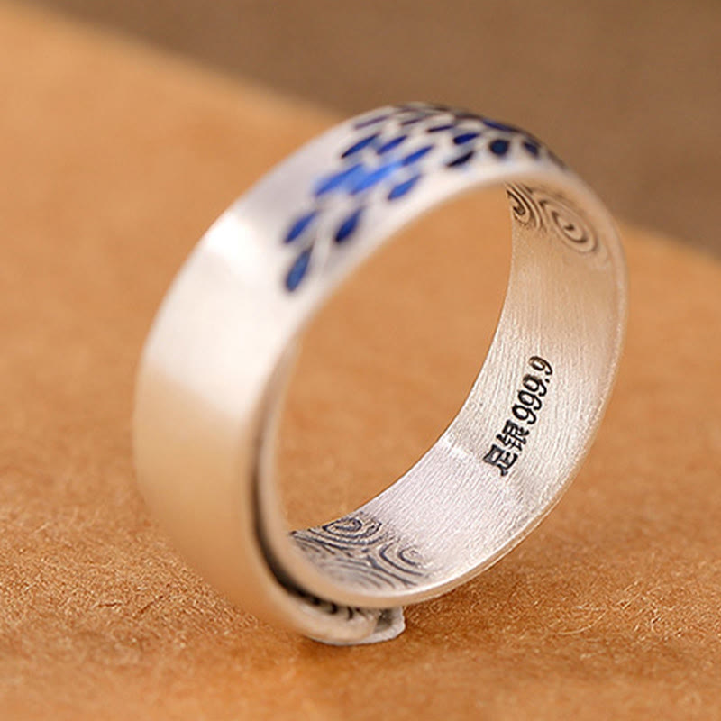 ATELIER-TIBET Bague Lotus & Paon Argent 999 – Fortune & Élégance