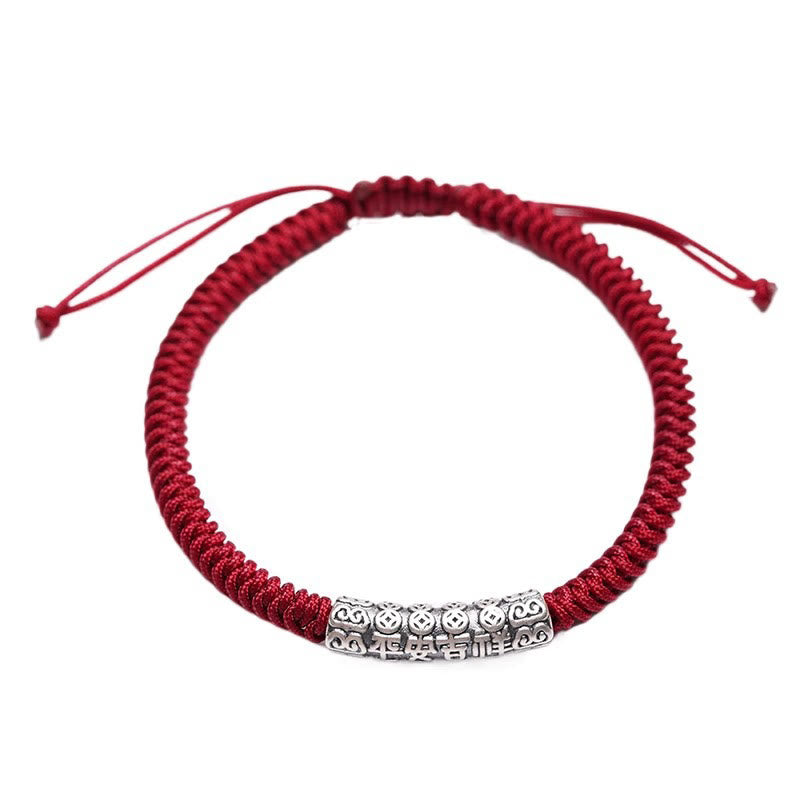 ATELIER-TIBET Bracelet Om Mani Padme Hum Argent 999 & Corde 5mm – Protection & Stabilité