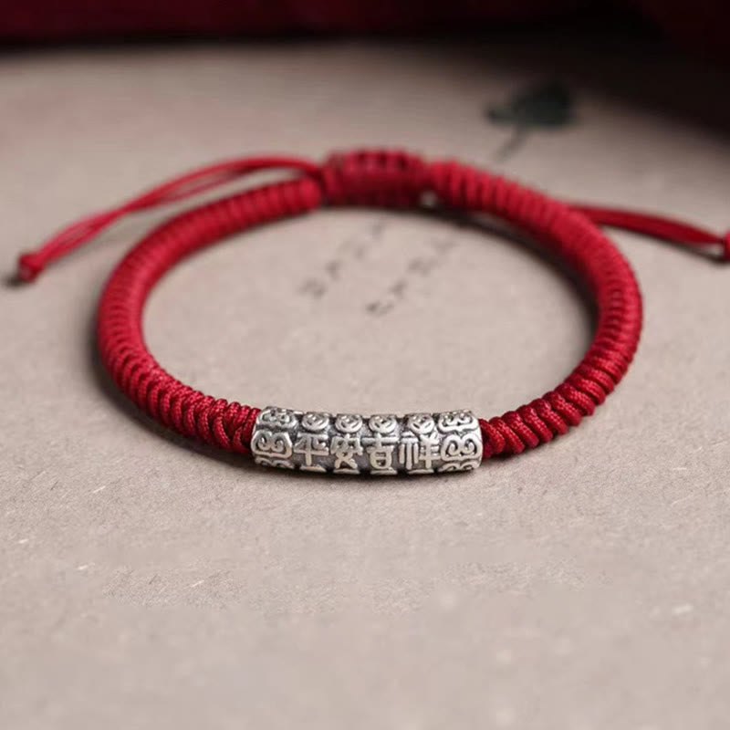ATELIER-TIBET Bracelet Om Mani Padme Hum Argent 999 & Corde 5mm – Protection & Stabilité
