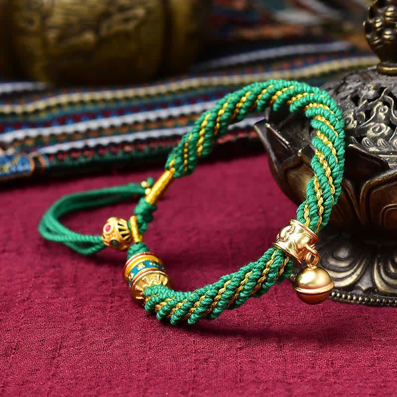ATELIER-TIBET – Bracelet de Prière Tibétain Thangka en Fil Rouge, Protection & Chance