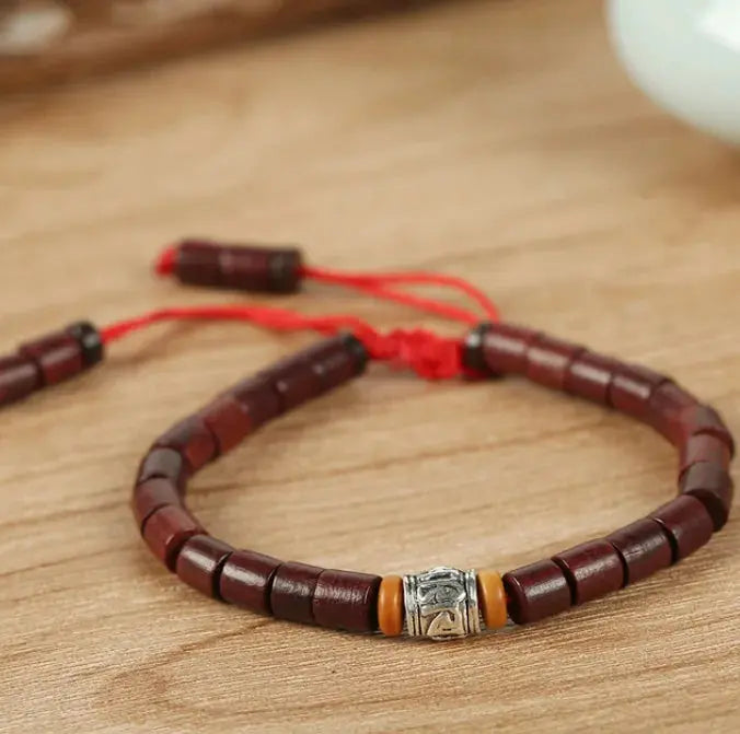 ATELIER-TIBET Bracelet Tibétain Bois en Santal Rouge