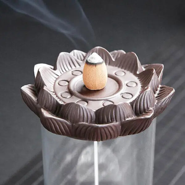 ATELIER-TIBET – Fontaine à Encens Cascade Fleur de Lotus avec Cloche Protectrice