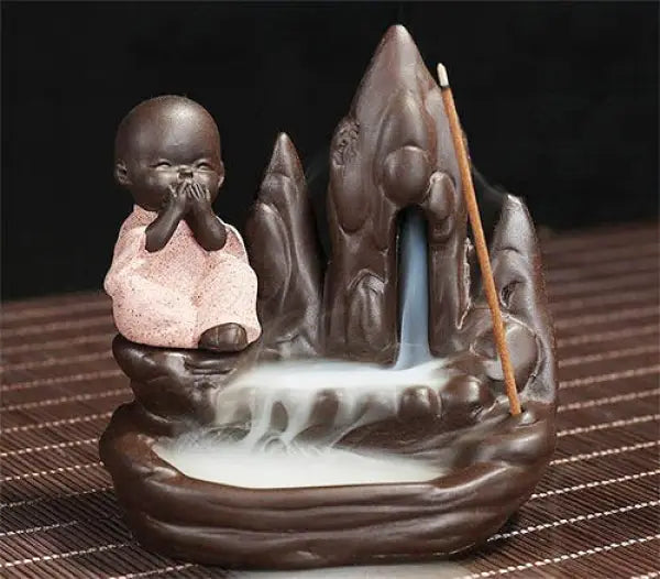 ATELIER-TIBET – Brûleur d’Encens Bouddha Statue Moine à Refoulement