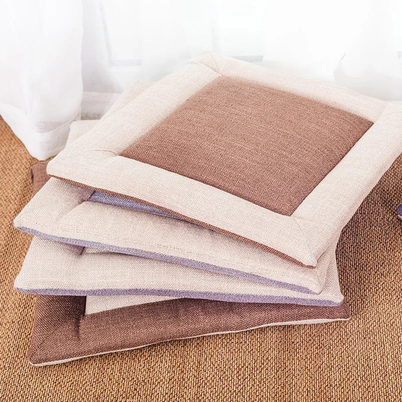 ATELIER-TIBET – Coussin de Chaise Japonais en Lin & Éponge Verticale – 40 × 40 cm