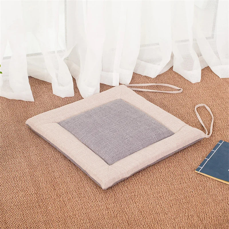 ATELIER-TIBET – Coussin de Chaise Japonais en Lin & Éponge Verticale – 40 × 40 cm