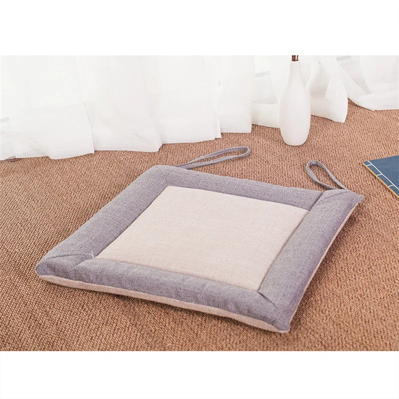 ATELIER-TIBET – Coussin de Chaise Japonais en Lin & Éponge Verticale – 40 × 40 cm