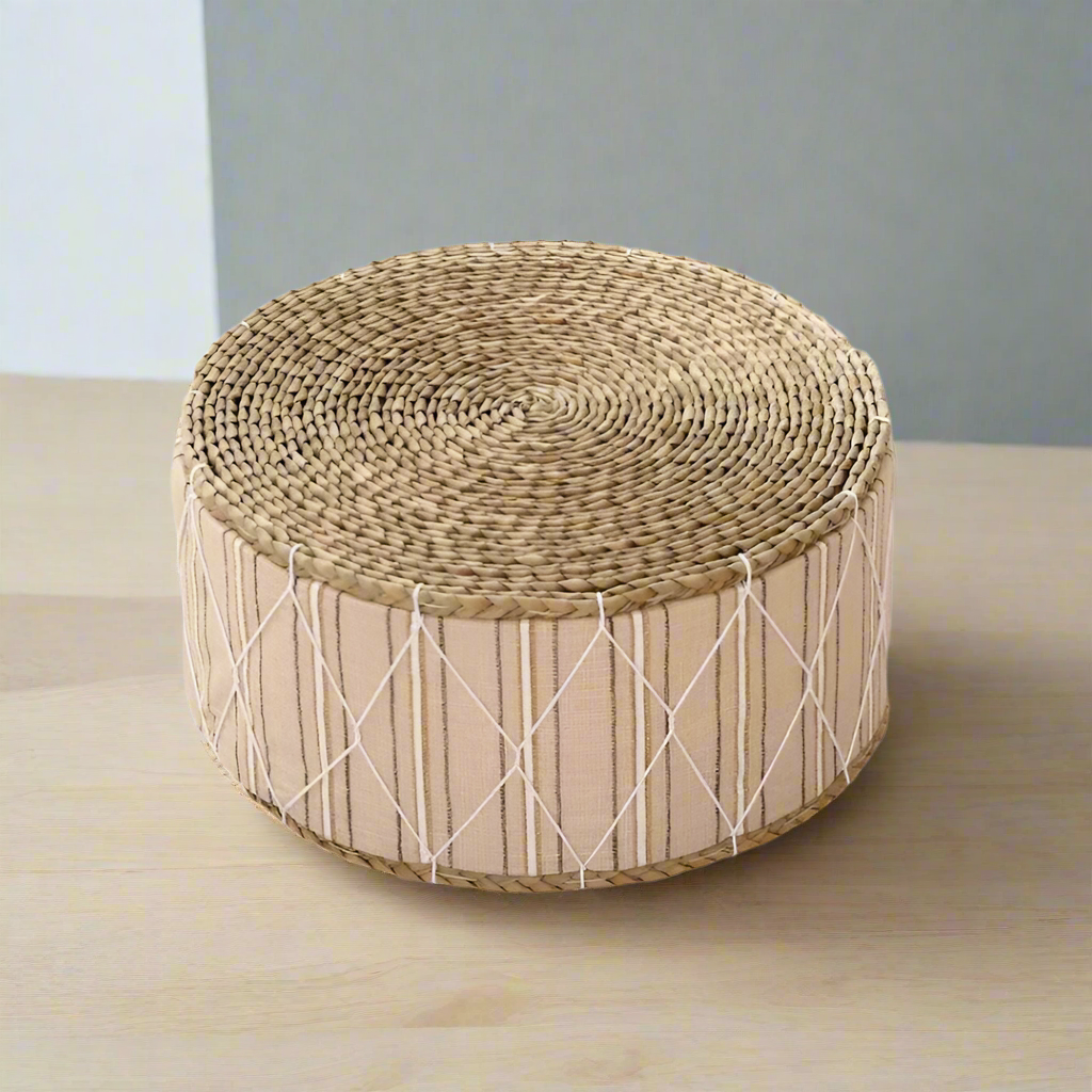 ATELIER-TIBET — Coussin de Méditation Japonais en Paille Naturelle | Assise Zen Artisanale