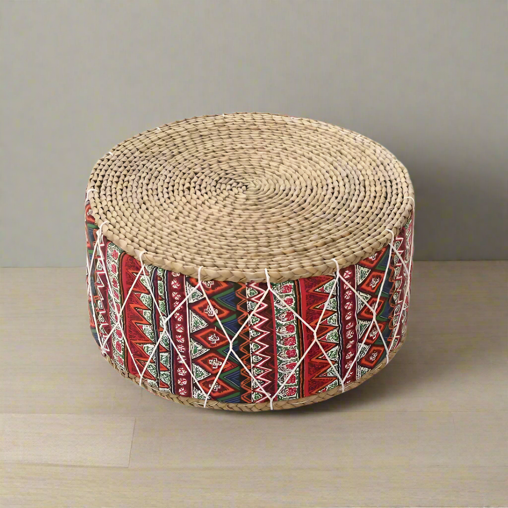ATELIER-TIBET – Coussin de Méditation Ethnique en Paille Naturelle – 30 × 20 cm