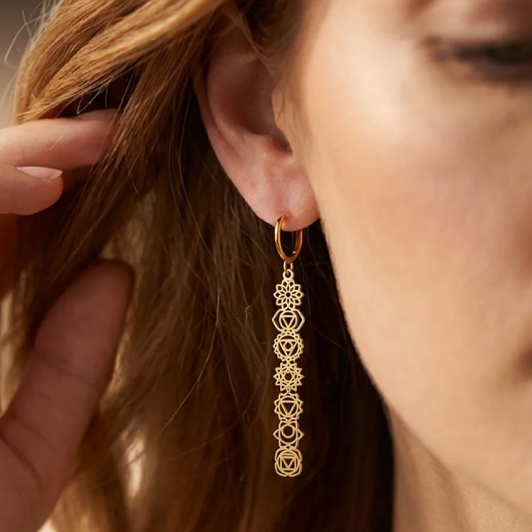 ATELIER-TIBET – Boucles d'oreilles Symboles des 7 Chakras