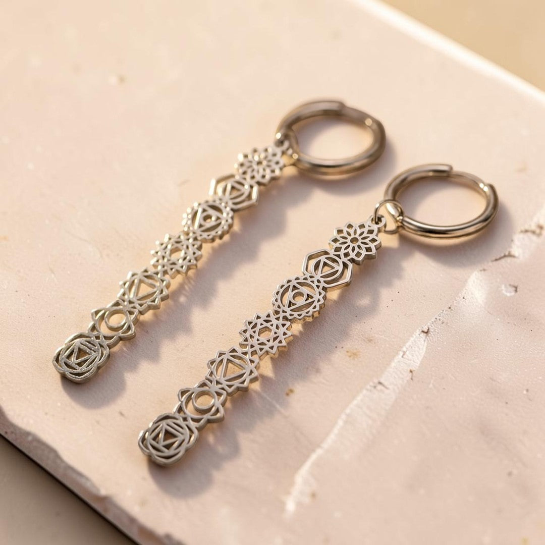 ATELIER-TIBET – Boucles d'oreilles Symboles des 7 Chakras