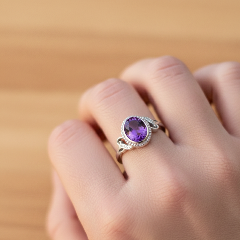 ATELIER-TIBET – Bague Améthyste “Harmonie Purificatrice” – Bague ajustable