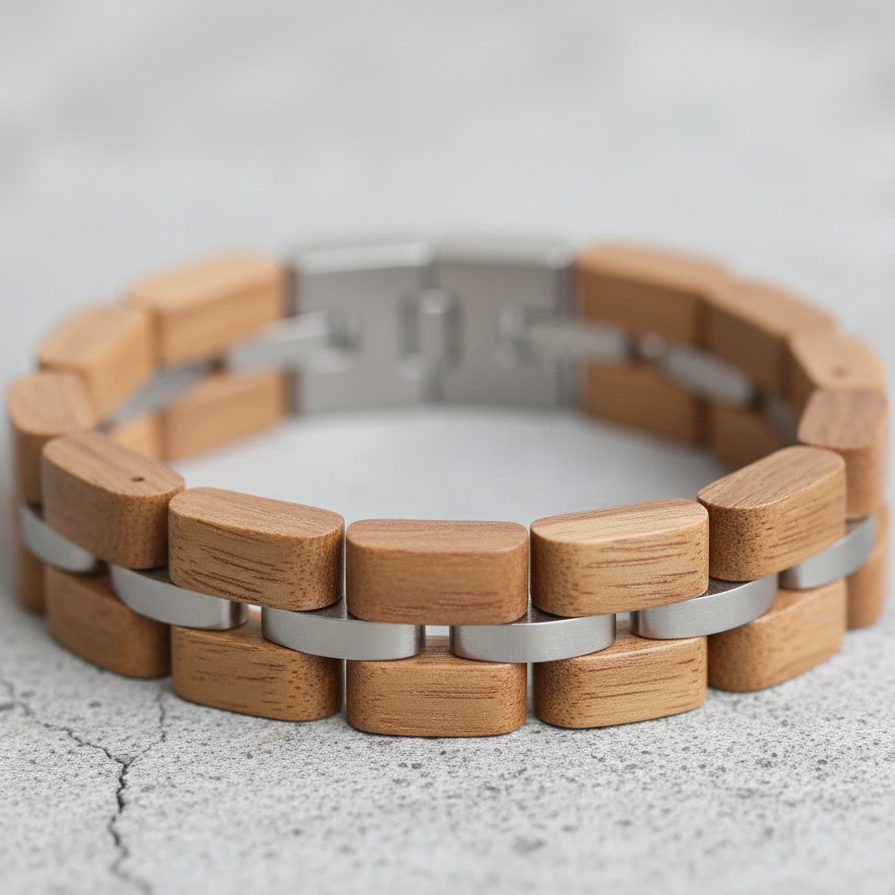 ATELIER-TIBET - Bracelet Cuivre & Bois Noir Sculpté – Accessoire Unisexe Élégant