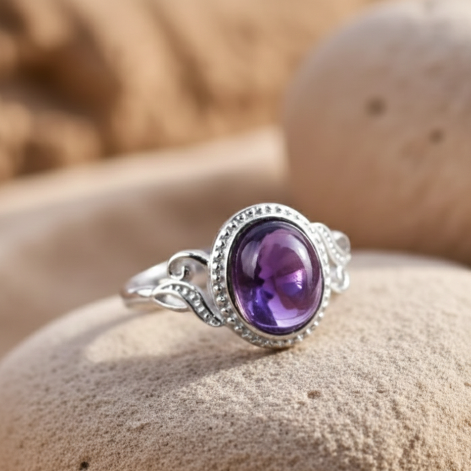 ATELIER-TIBET – Bague Améthyste “Harmonie Purificatrice” – Bague ajustable