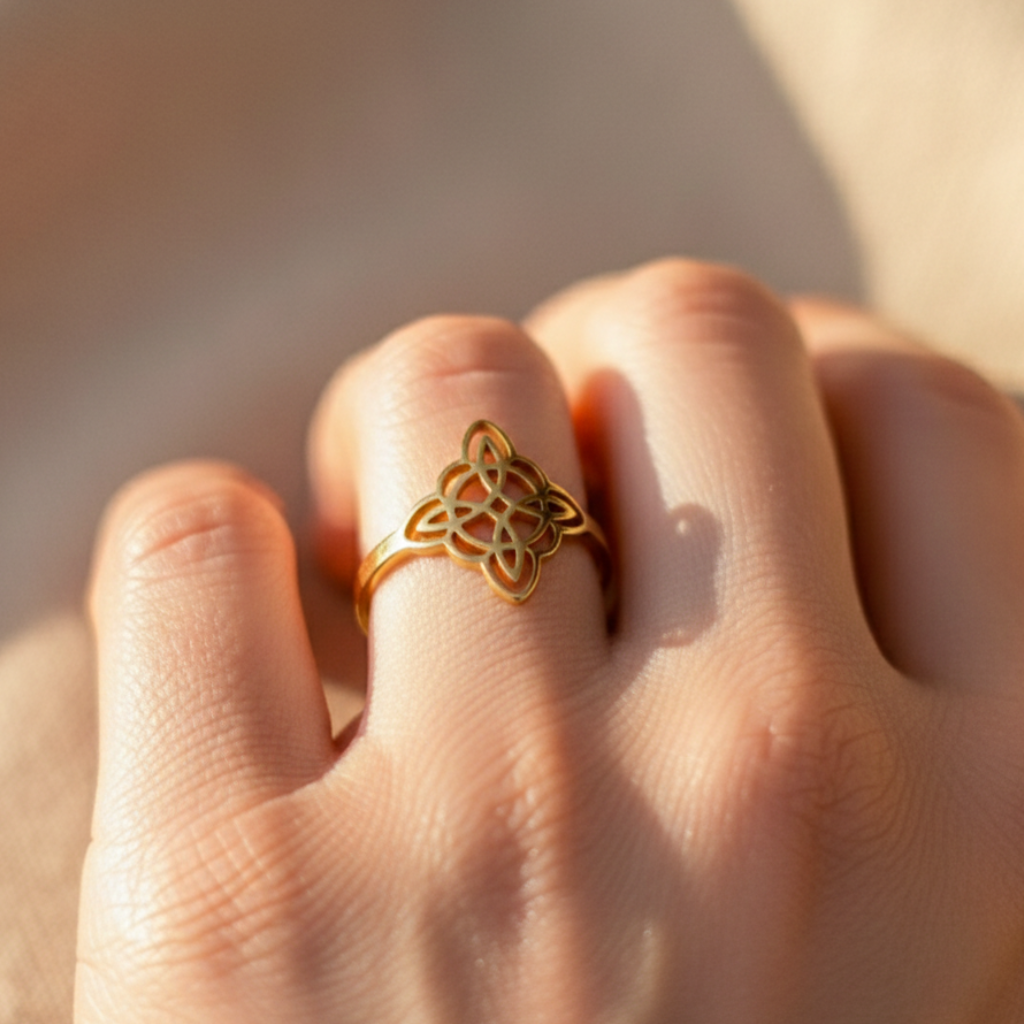 ATELIER-TIBET – Bague “Protection Éternelle” – Symbole du Nœud de Sorcière – Bague ajustable