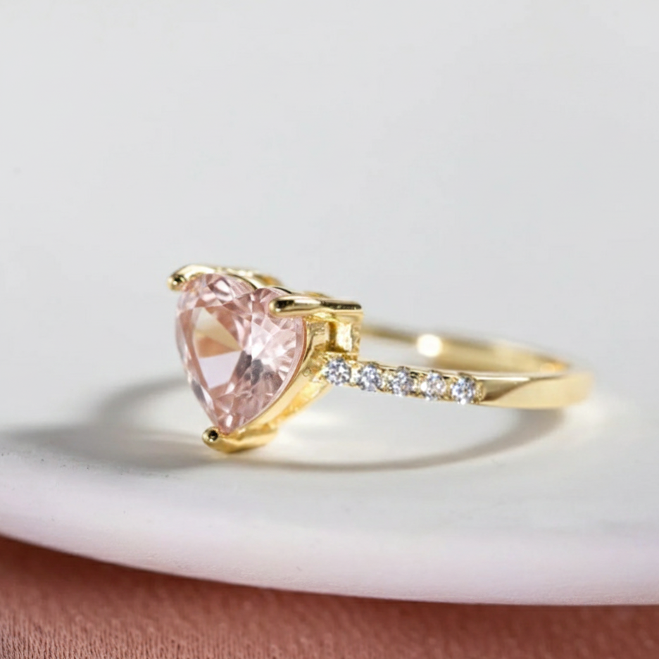 ATELIER-TIBET – Bague Cœur en Quartz Rose “Tendresse Infinie” – Bague ajustable